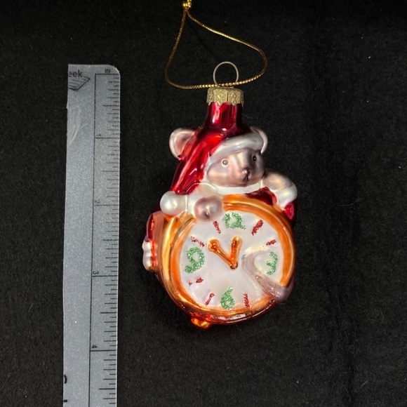 Vintage Mouse and clock glass ornament in EUC vibrant colors - Picture 4 of 4